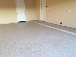 Finished epoxy garage floor after coating